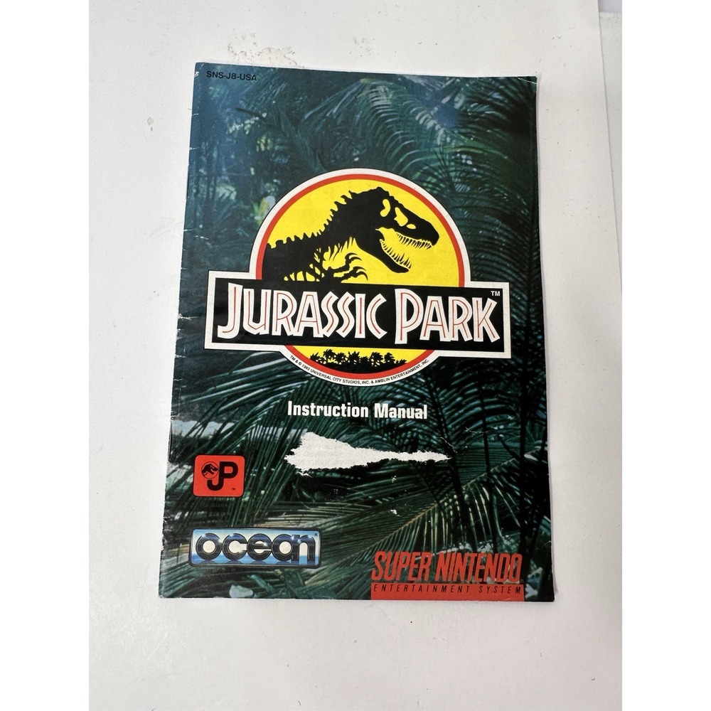 Jurassic Park Super Nintendo SNES Manual Instruction Booklet Only SNS-J8-USA